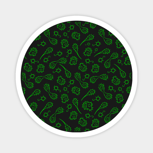 Green Bacteria Virus Microbes Pattern Magnet by MoPaws